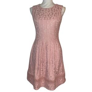JESSICA HOWARD Floral Lace Pattern Sleeveless Fit’n’Flare Dress Soft Pink SZ 4P